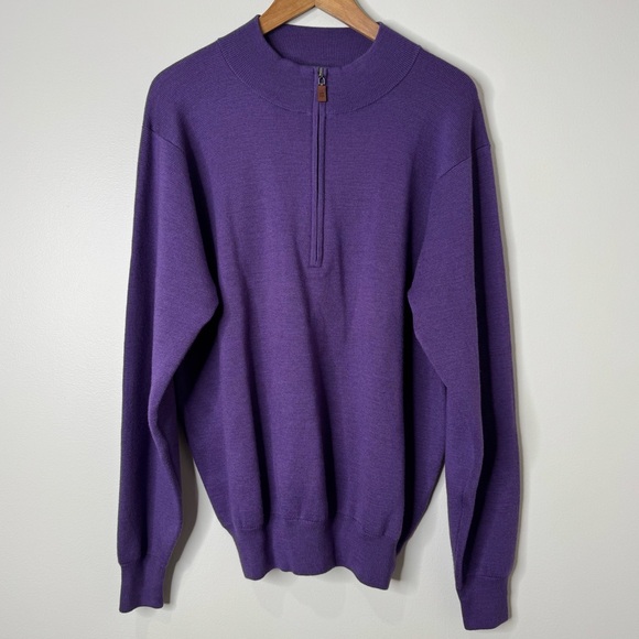 Turtleson Other - Turtleson‎ Purple 100% Extra Dine Merino Wool Golf Prep Quarter Zip Sweater